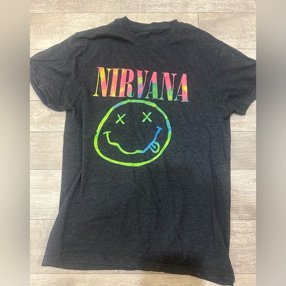NIRVANA Tee - Grey with Rainbow Print